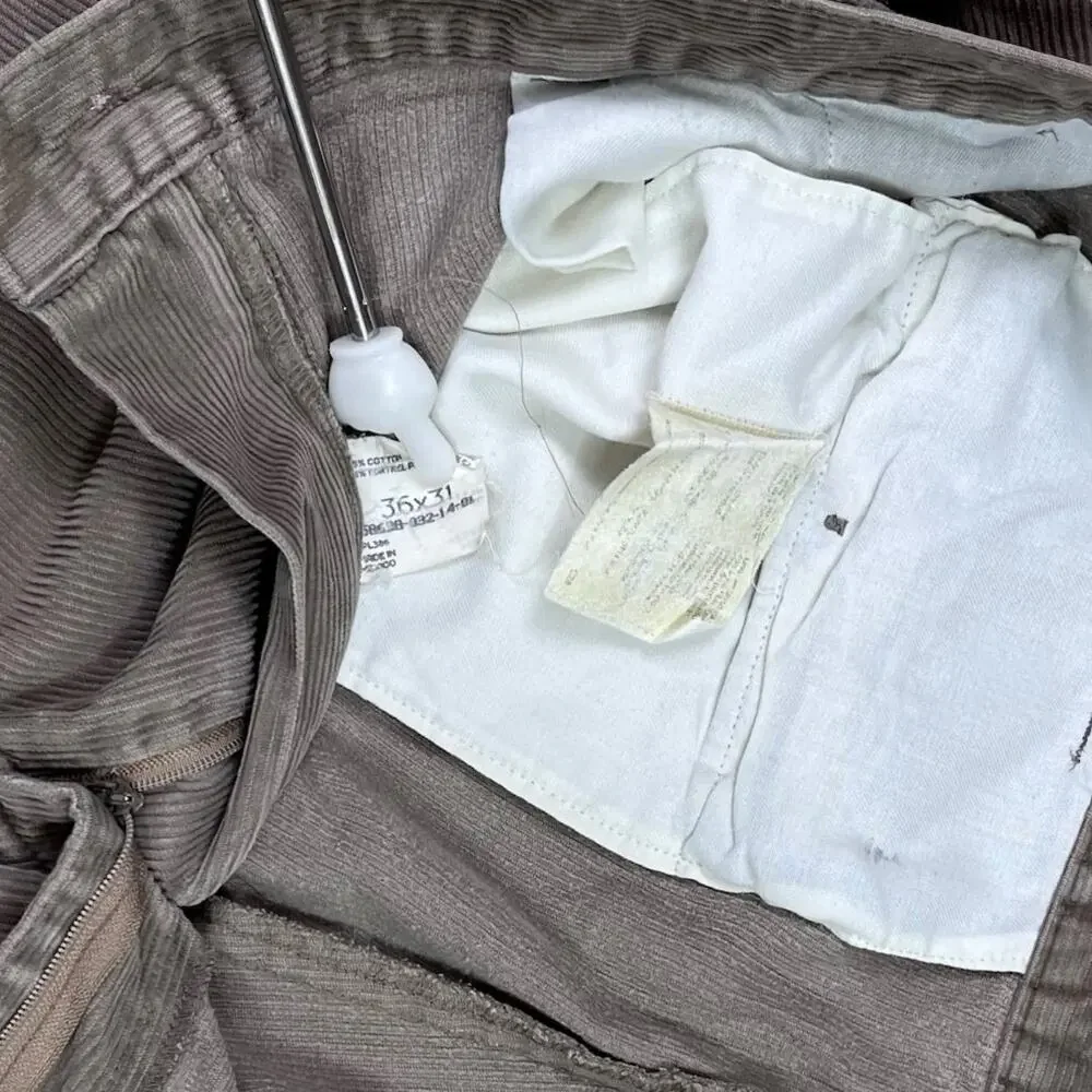 Vintage 90s Haggar Corduroy Pants 36x31 Straight Fit Light Tan Flat Front